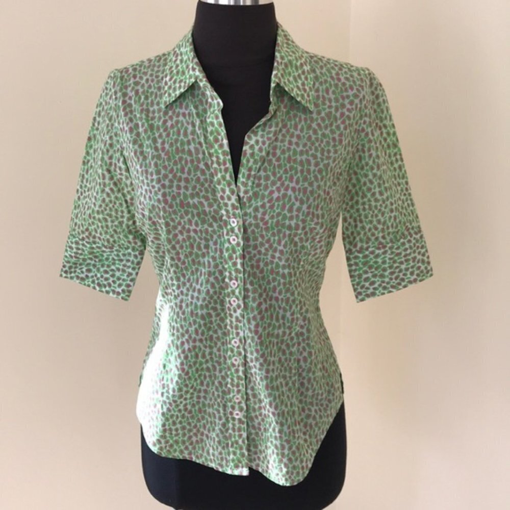 LILLY PULITZER Size 4 green with pink Button Down Shirt